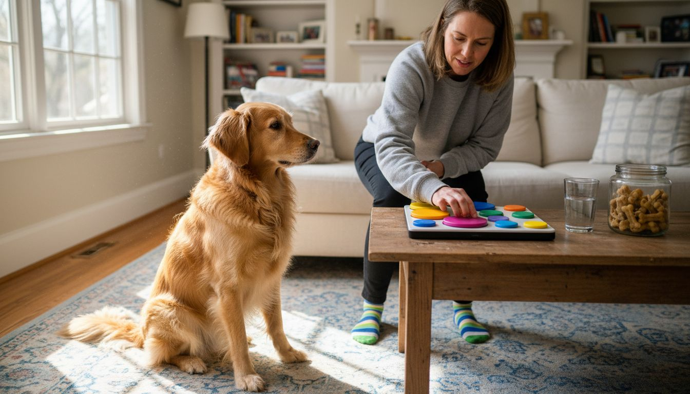Dog and handler using communication device