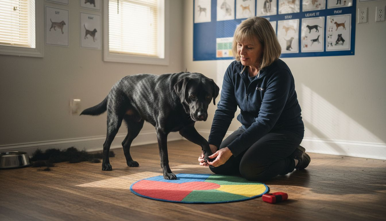 Trainer and service dog during hands-on session