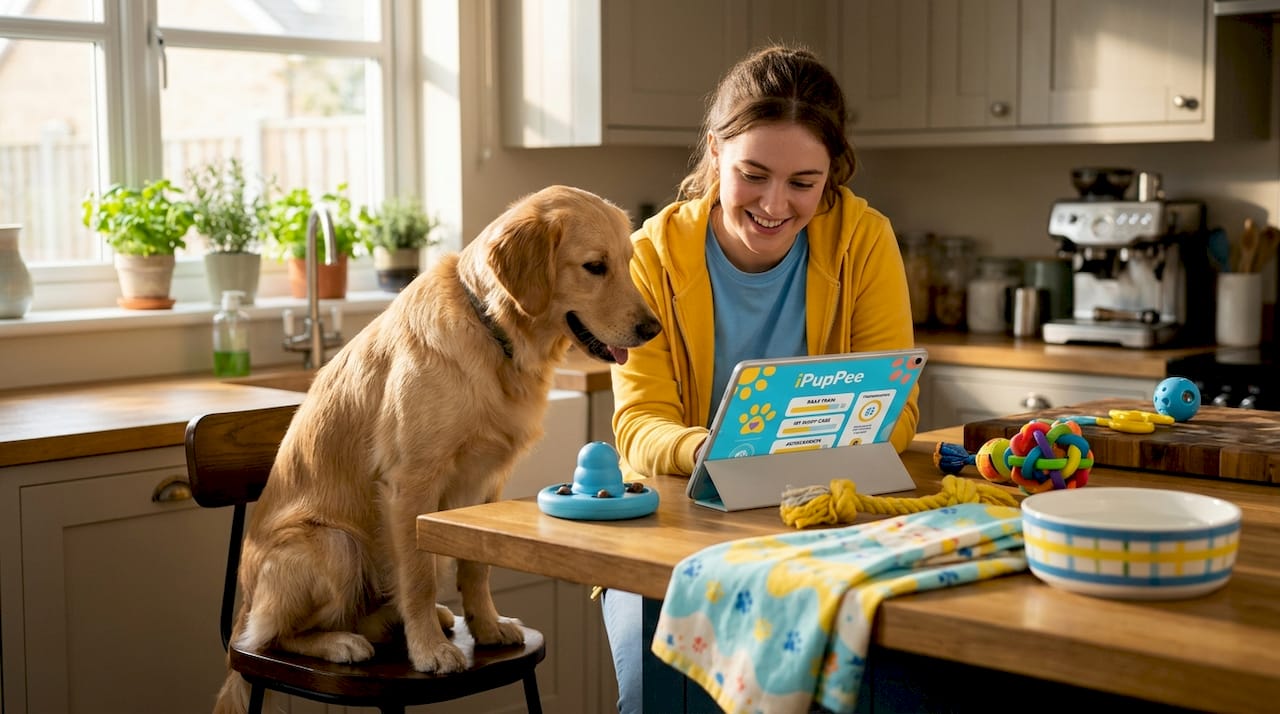 Dog and owner exploring training platform