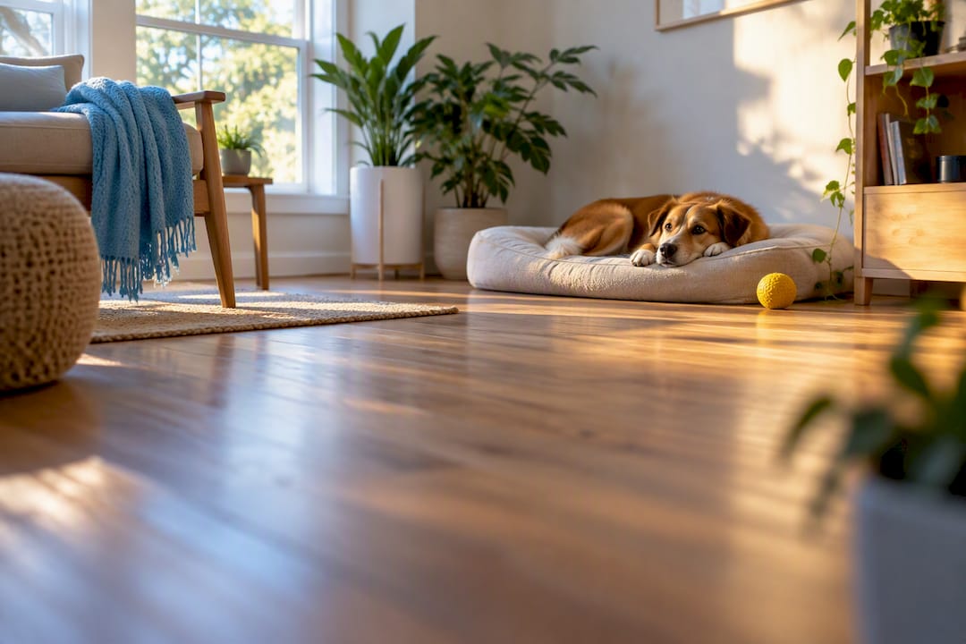Dog relaxing alone in quiet room