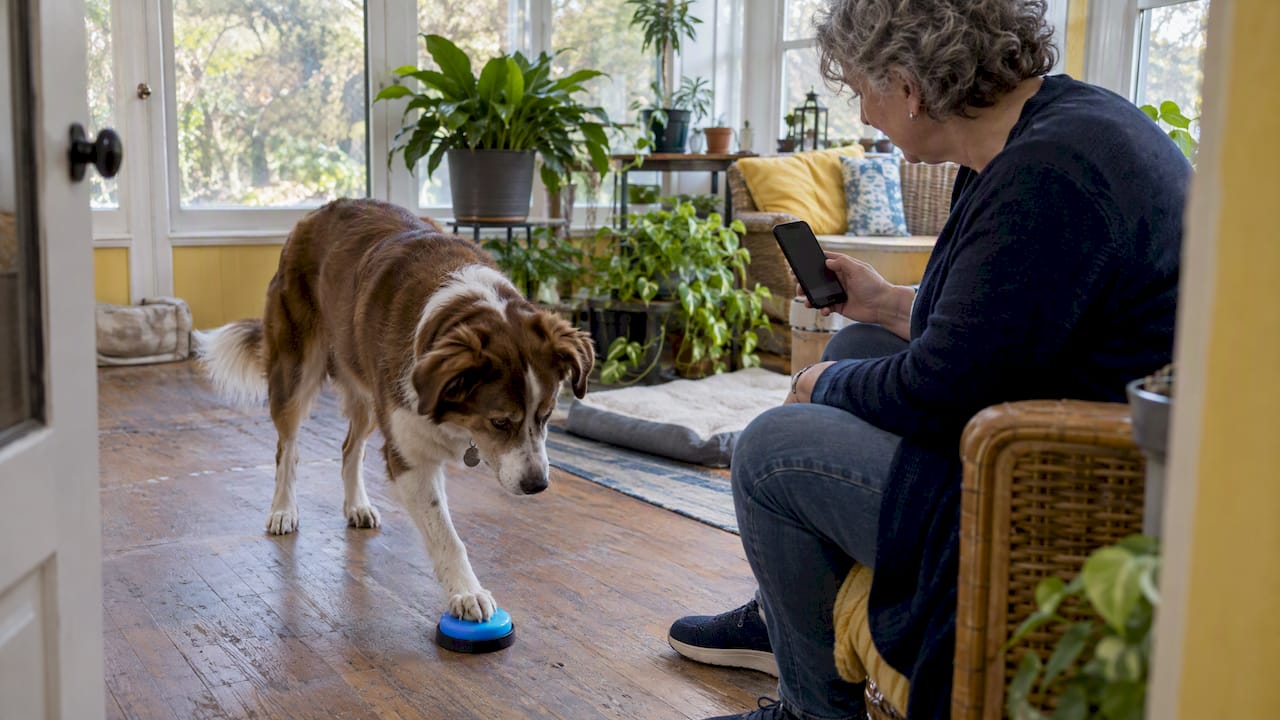 Dog presses a button during an alert test