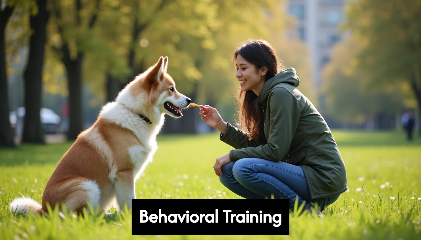 Dog and owner training in park