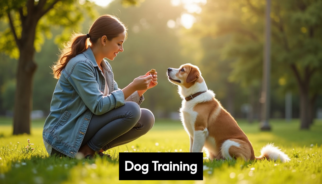 Dog and owner training in park
